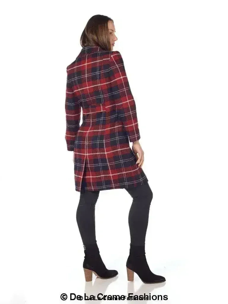 Manteau croisé en mélange de laine à carreaux écossais