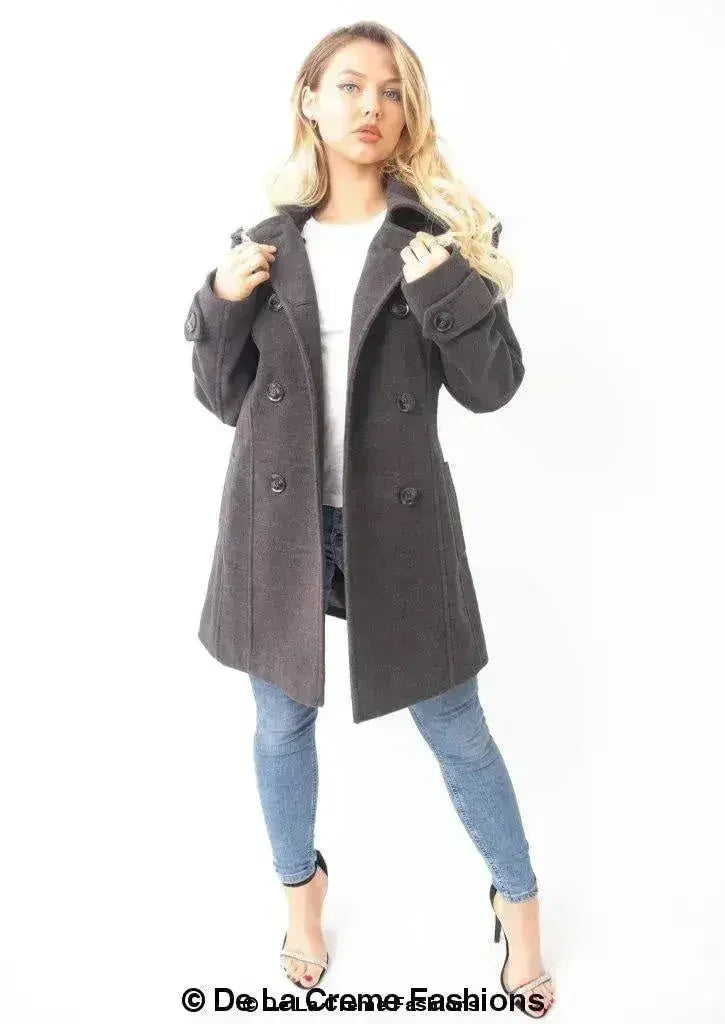 Manteau à capuchon croisé en laine pour femme
