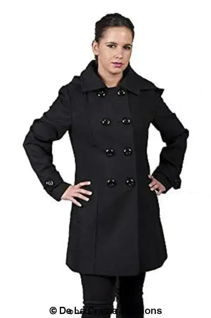 Manteau à capuchon croisé en laine pour femme