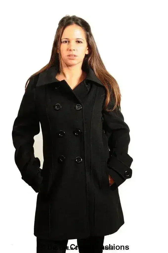 Manteau à capuchon croisé en laine pour femme