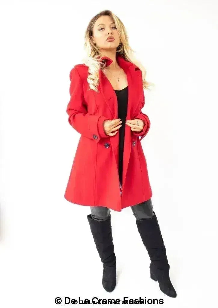 Manteau à capuchon croisé en laine pour femme