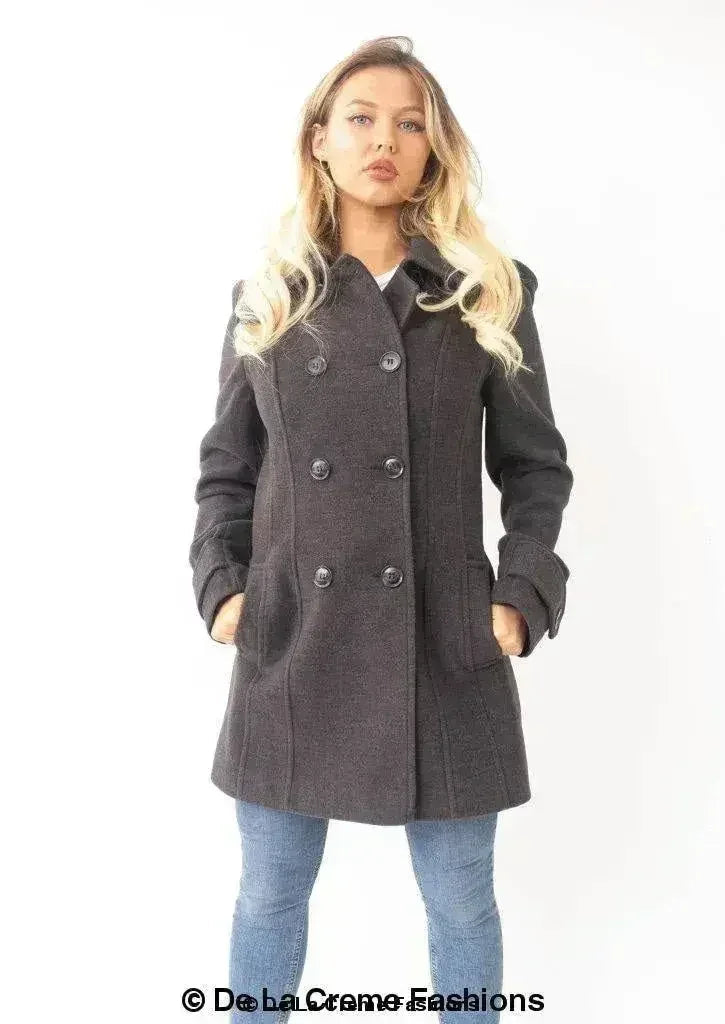 Manteau à capuchon croisé en laine pour femme