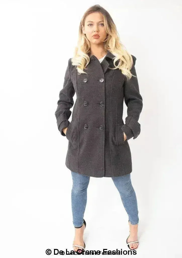 Manteau à capuchon croisé en laine pour femme