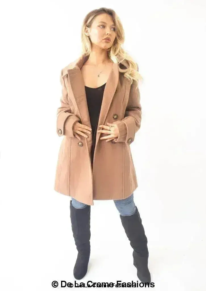 Manteau à capuchon croisé en laine pour femme