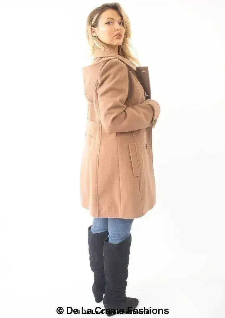 Manteau à capuchon croisé en laine pour femme