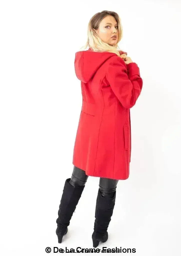 Manteau à capuchon croisé en laine pour femme