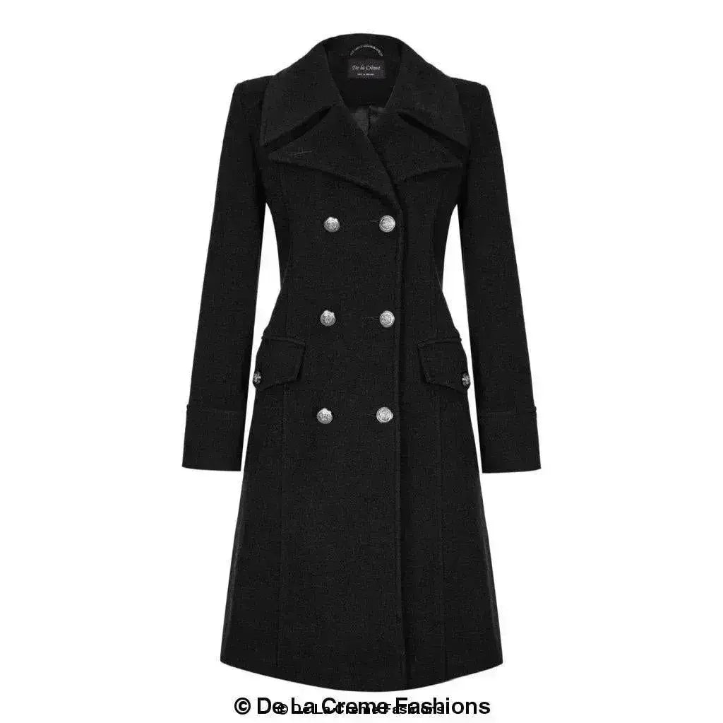 Manteau mi-long croisé en mélange de laine