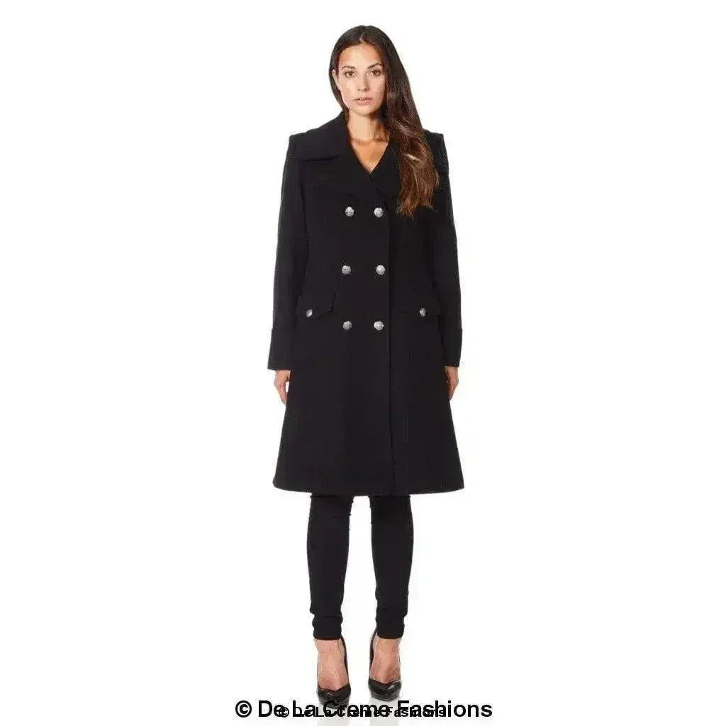 Manteau mi-long croisé en mélange de laine