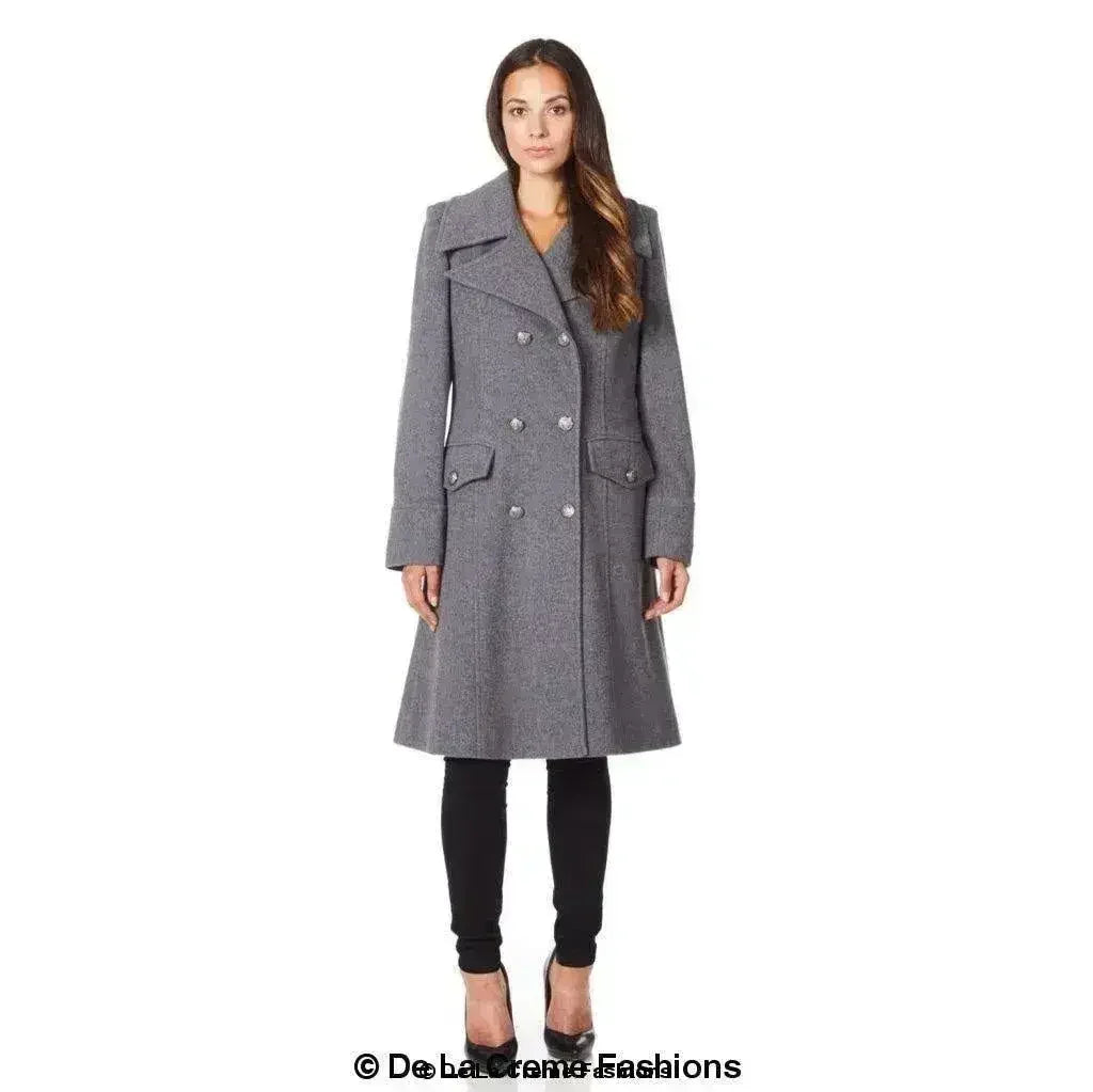 Manteau mi-long croisé en mélange de laine