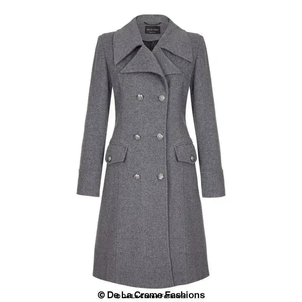 Manteau mi-long croisé en mélange de laine