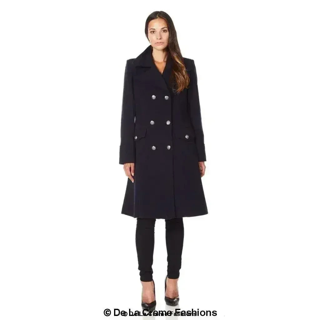 Manteau mi-long croisé en mélange de laine
