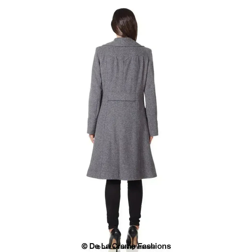 Manteau mi-long croisé en mélange de laine