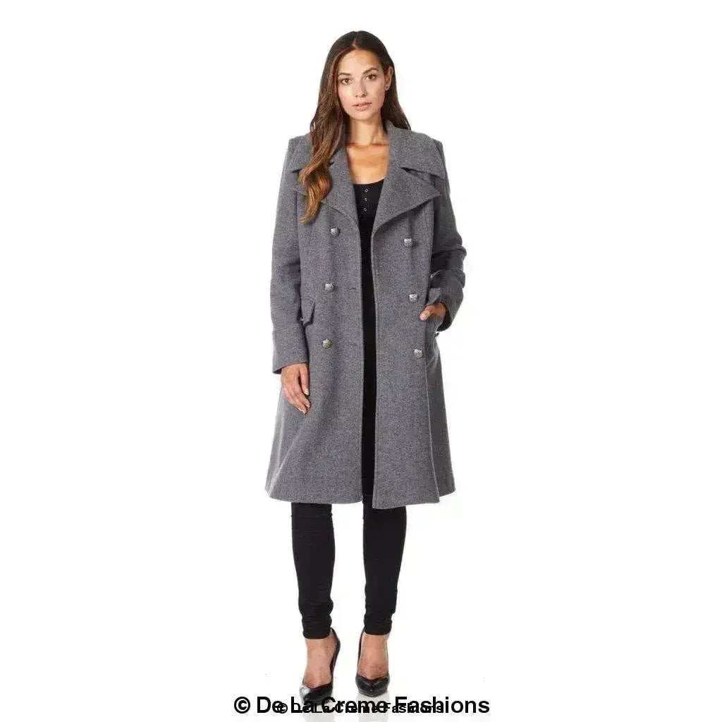 Manteau mi-long croisé en mélange de laine