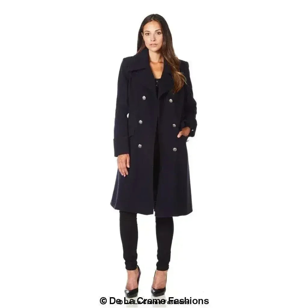 Manteau mi-long croisé en mélange de laine