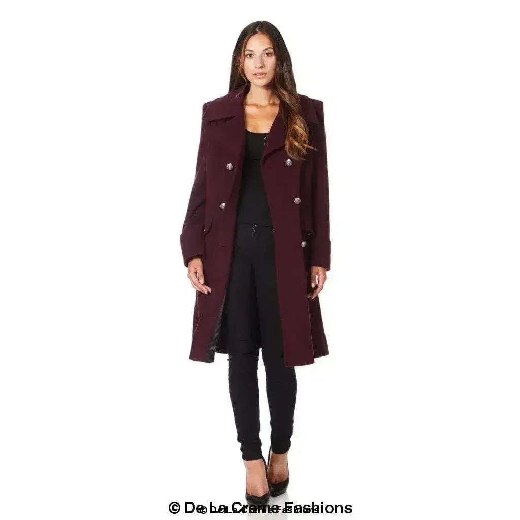 Manteau mi-long croisé en mélange de laine