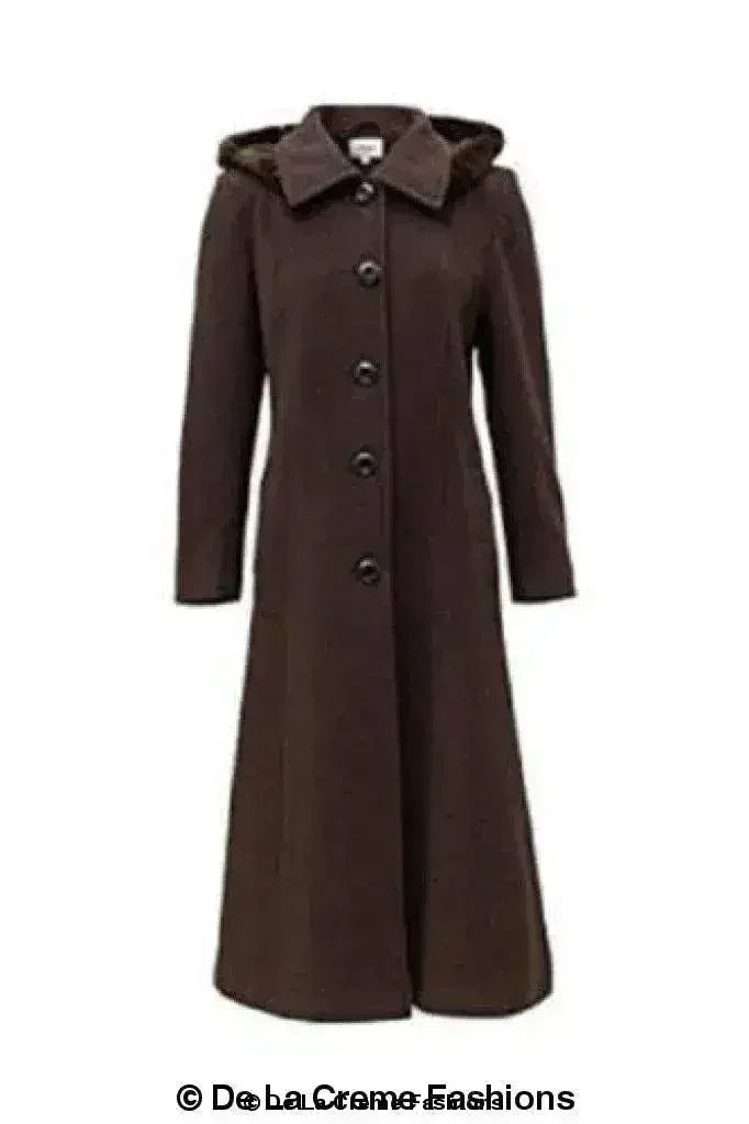 Manteau long à capuche avec bordure en fausse fourrure et mélange de laine