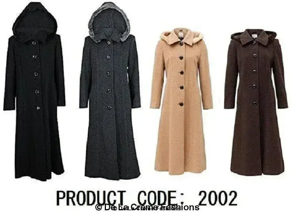 Manteau long à capuche avec bordure en fausse fourrure et mélange de laine