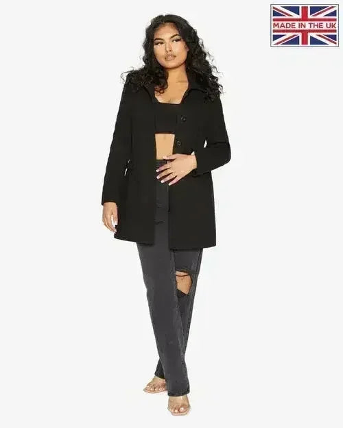 Manteau Covert De La Creme en mélange de laine mi-long pour femme