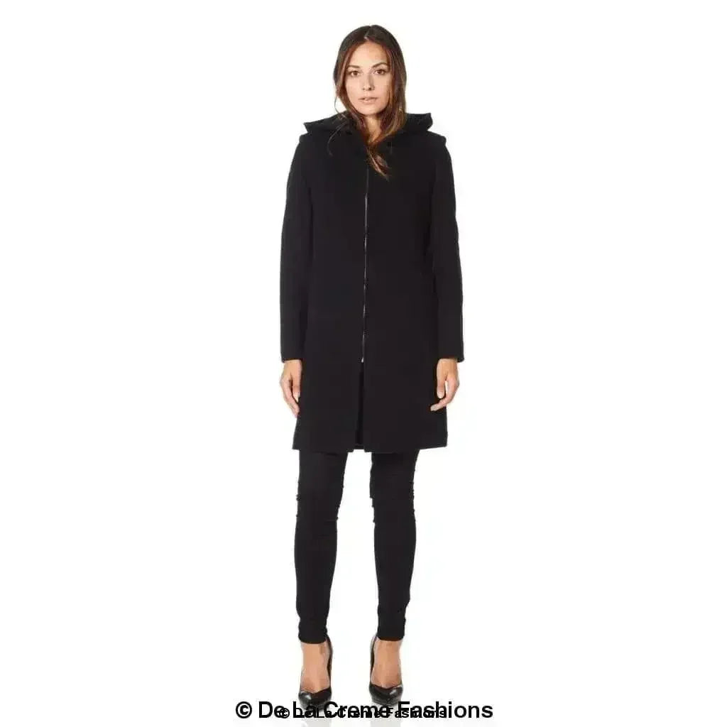 Manteau à Capuche en Mélange de Laine - Manteau d'Hiver Zippé | Femstylo