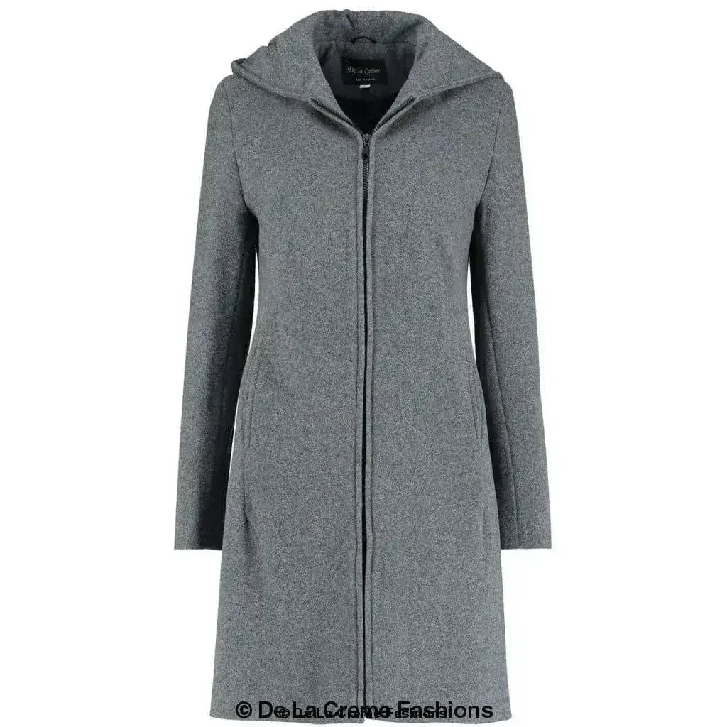 Manteau à Capuche en Mélange de Laine - Manteau d'Hiver Zippé | Femstylo