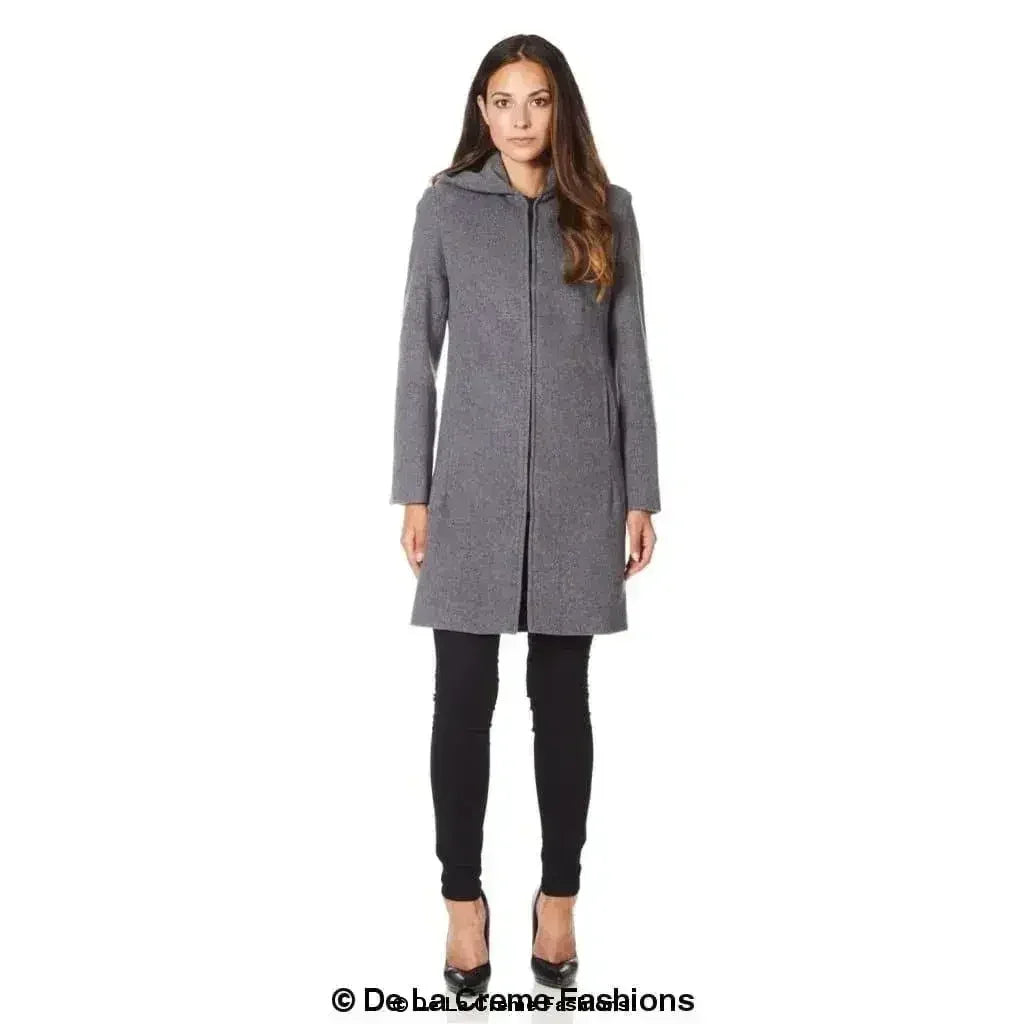 Manteau à Capuche en Mélange de Laine - Manteau d'Hiver Zippé | Femstylo