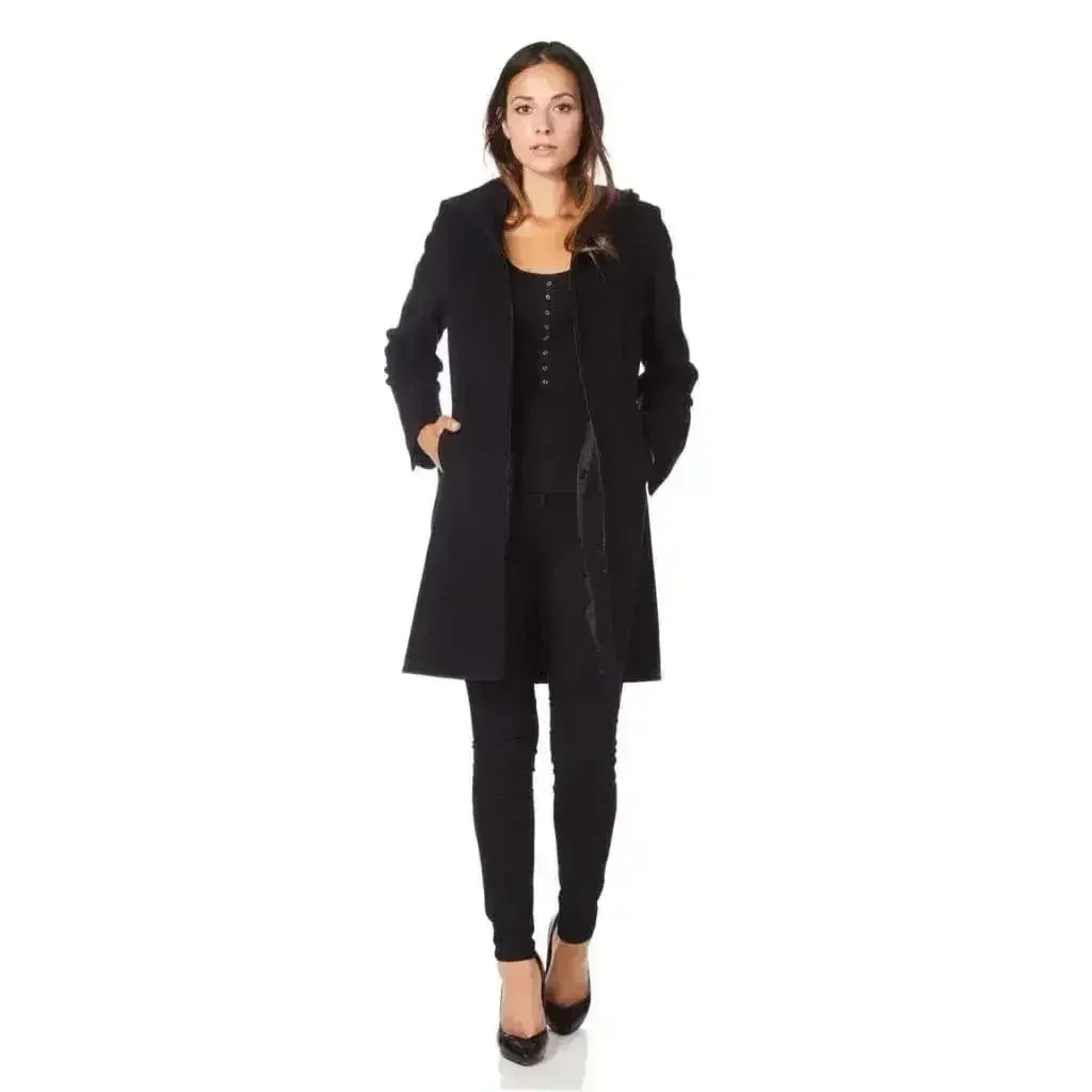Manteau à Capuche en Mélange de Laine - Manteau d'Hiver Zippé | Femstylo