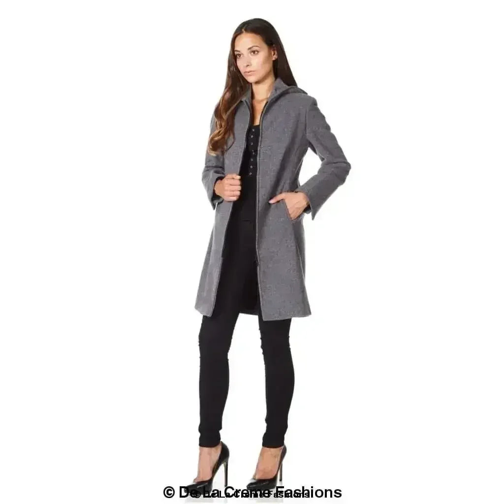 Manteau à Capuche en Mélange de Laine - Manteau d'Hiver Zippé | Femstylo