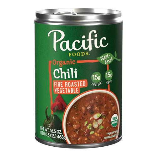 Pacific Foods Chili Biologique aux Légumes Rôtis au Feu de Bois, Végétalien, Boîte de 468 g (Lot de 1)