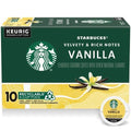 Capsules de café Starbucks K-Cup, café arôme vanille, arômes naturels, 100 % Arabica, 1 boîte (10 capsules)