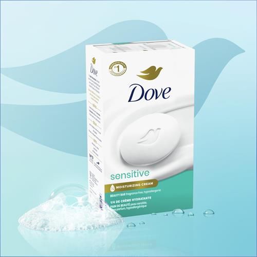 Dove Beauty Bar Soap Sensitive, 8 Bars For Sensitive Skin, Fragrance Free And Hypoallergenic 3.75 Oz