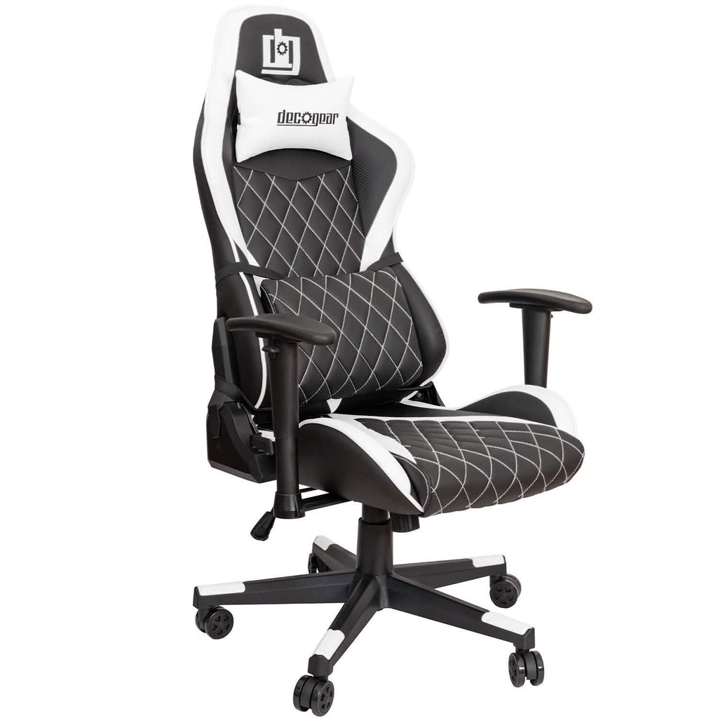 Chaise de jeu ergonomique Deco Gear en mousse avec appui-tête et support lombaire réglables