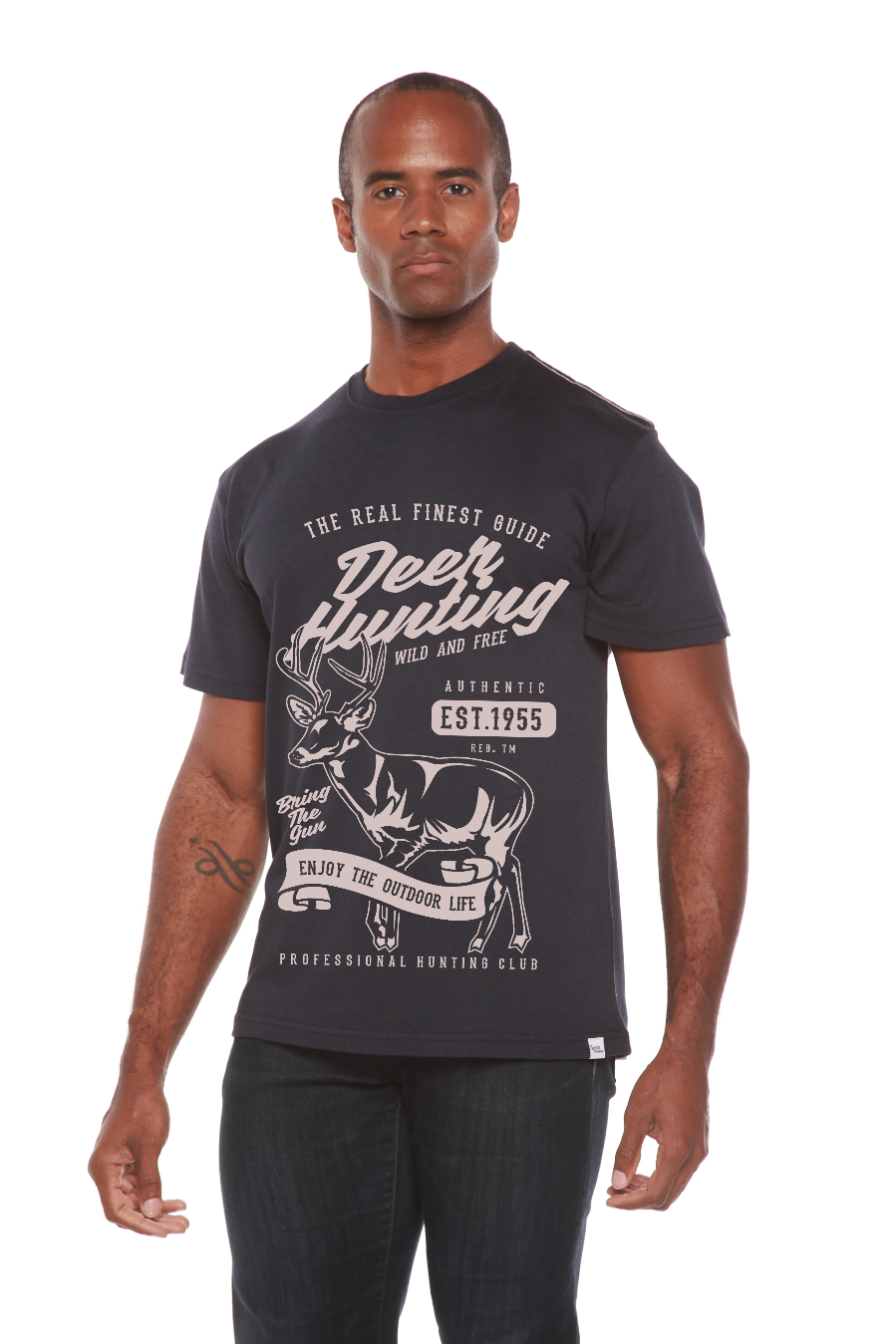 T-shirt graphique à manches courtes pour homme en viscose de bambou/coton biologique - Chasse au cerf