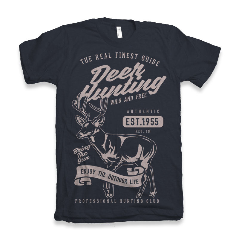 T-shirt graphique à manches courtes pour homme en viscose de bambou/coton biologique - Chasse au cerf