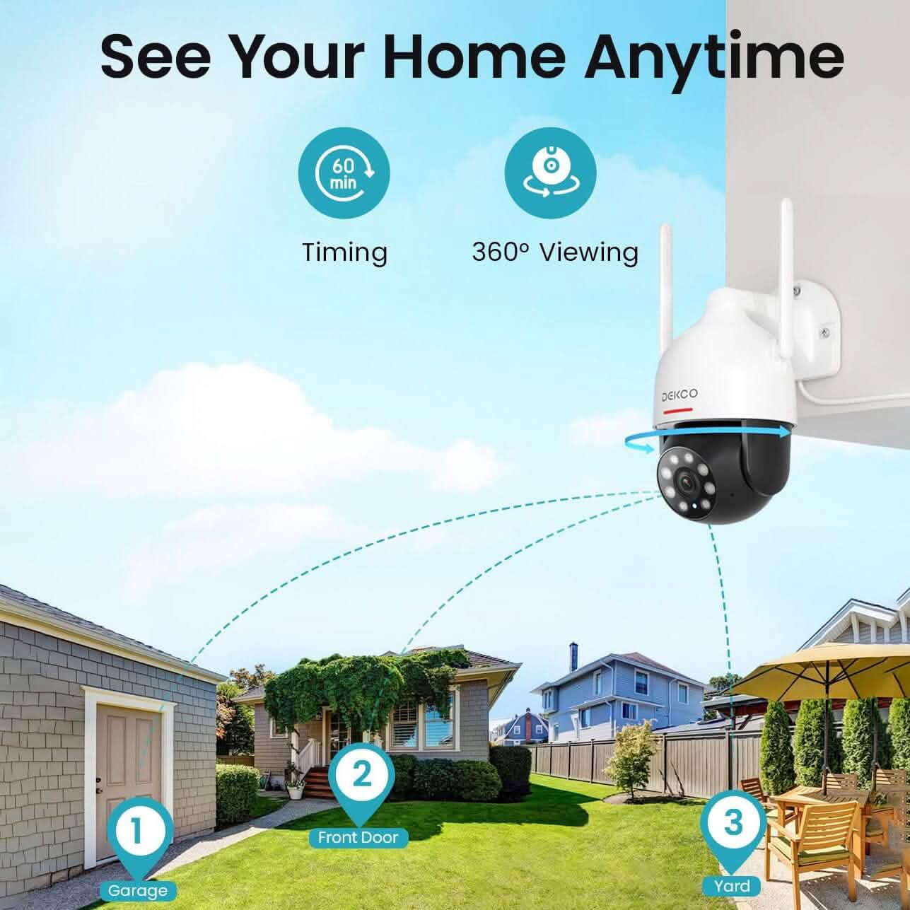 Caméra de sécurité de surveillance WiFi Dekco 2K (reconditionnée)