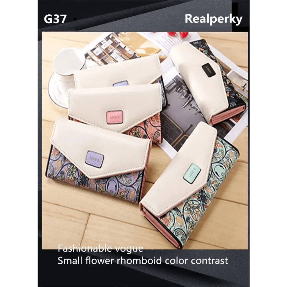 Adorable petit porte-monnaie floral en cuir PU pour femmes et filles, portefeuilles à boucle de créateur à la mode pour femme