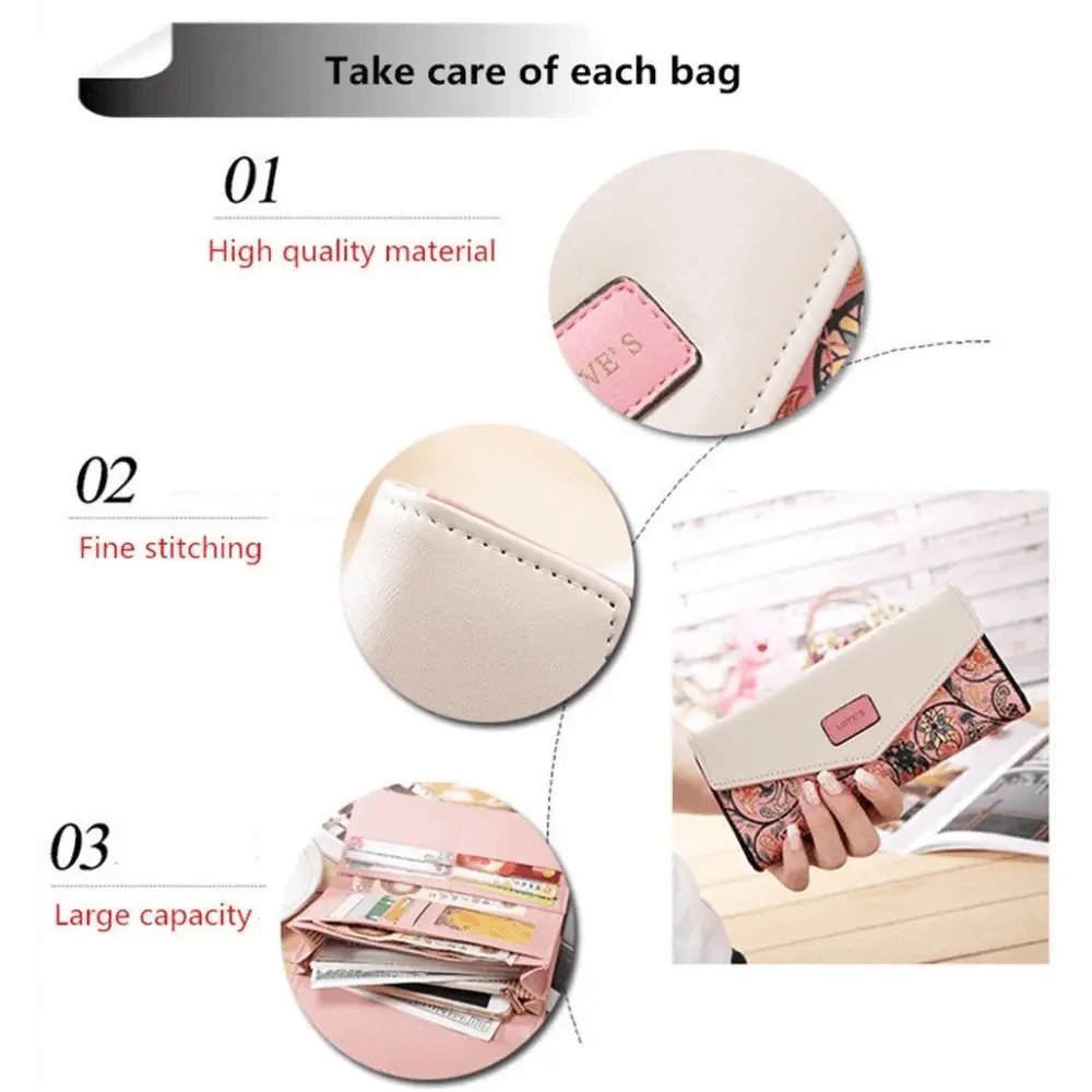 Adorable petit porte-monnaie floral en cuir PU pour femmes et filles, portefeuilles à boucle de créateur à la mode pour femme