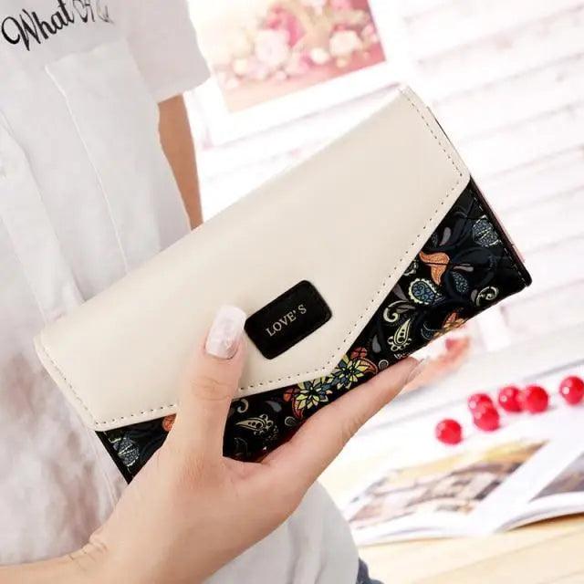 Adorable petit porte-monnaie floral en cuir PU pour femmes et filles, portefeuilles à boucle de créateur à la mode pour femme