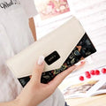 Adorable petit porte-monnaie floral en cuir PU pour femmes et filles, portefeuilles à boucle de créateur à la mode pour femme