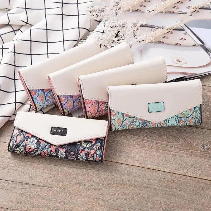 Adorable petit porte-monnaie floral en cuir PU pour femmes et filles, portefeuilles à boucle de créateur à la mode pour femme