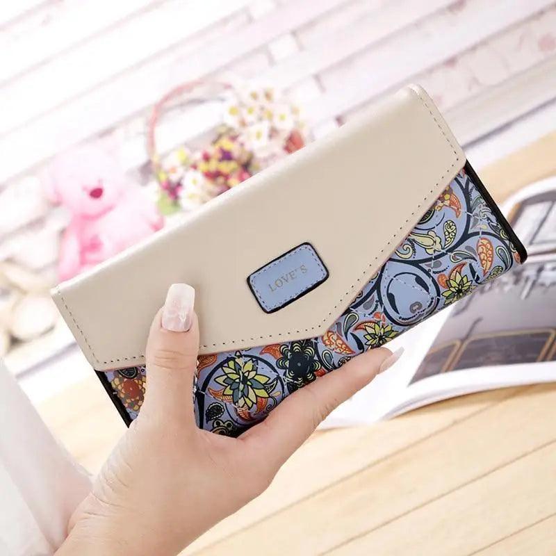 Adorable petit porte-monnaie floral en cuir PU pour femmes et filles, portefeuilles à boucle de créateur à la mode pour femme