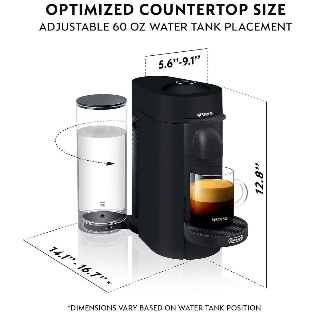 Machine à café et à expresso De'Longhi Nespresso VertuoPlus par De'Longhi, 1,1 litre, noir mat (reconditionné)