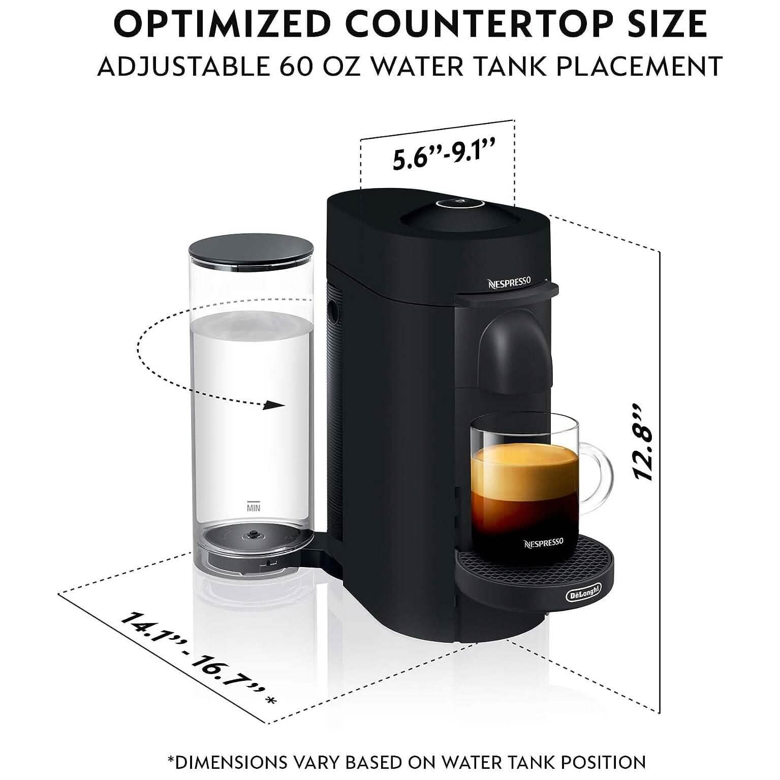 Machine à café et à expresso De'Longhi Nespresso VertuoPlus par De'Longhi, 1,1 litre, noir mat (reconditionné)