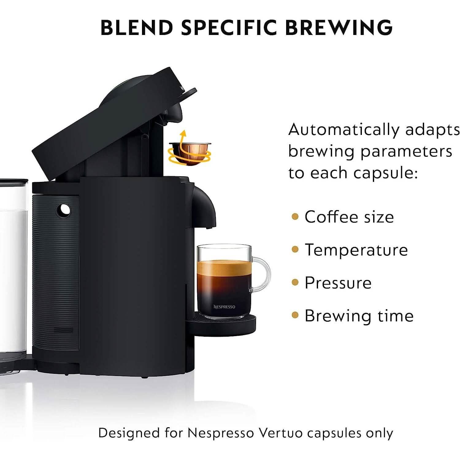 Machine à café et à expresso De'Longhi Nespresso VertuoPlus par De'Longhi, 1,1 litre, noir mat (reconditionné)