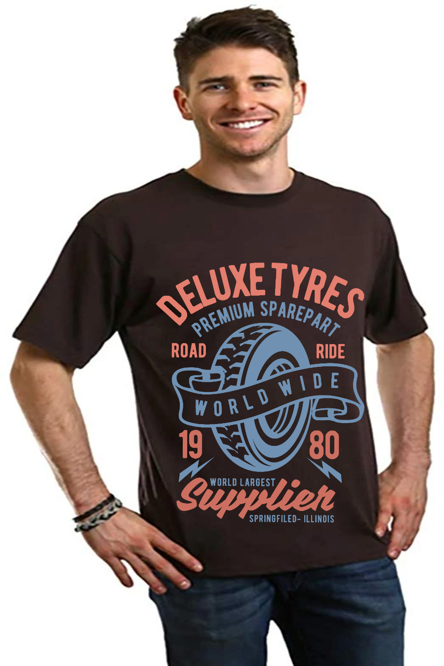 T-shirt graphique Deluxe Tyres à manches courtes en viscose de bambou/coton biologique pour homme