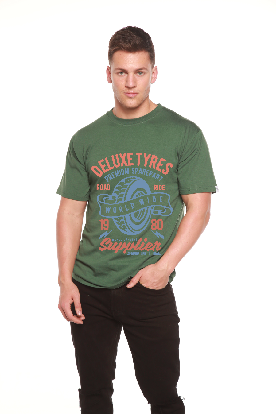 T-shirt graphique Deluxe Tyres à manches courtes en viscose de bambou/coton biologique pour homme