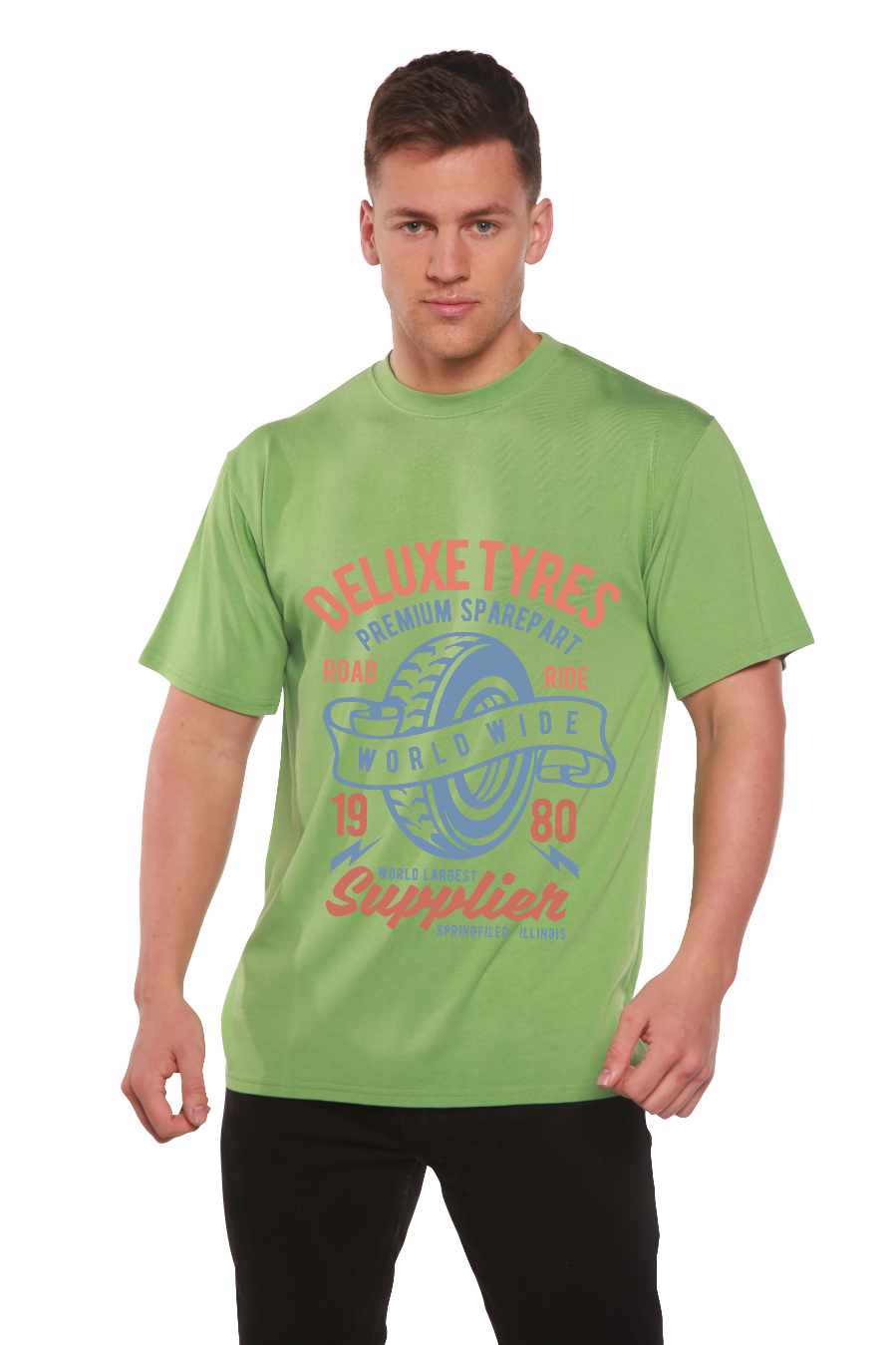 T-shirt graphique Deluxe Tyres à manches courtes en viscose de bambou/coton biologique pour homme