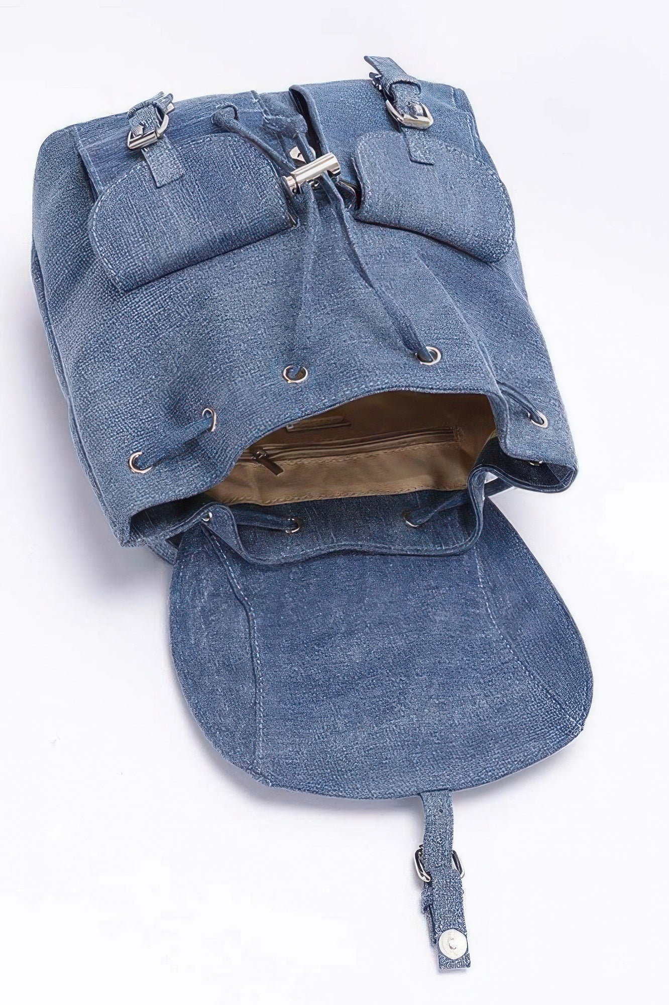 Sac à dos en jean à double poche avant