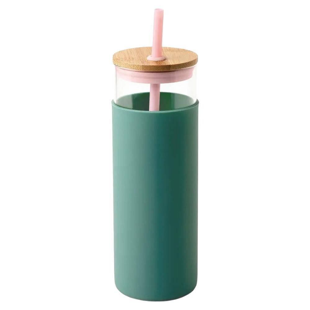 Designworks Ink - Gobelet en verre « Peachy/Hunter » avec paille (650 ml)