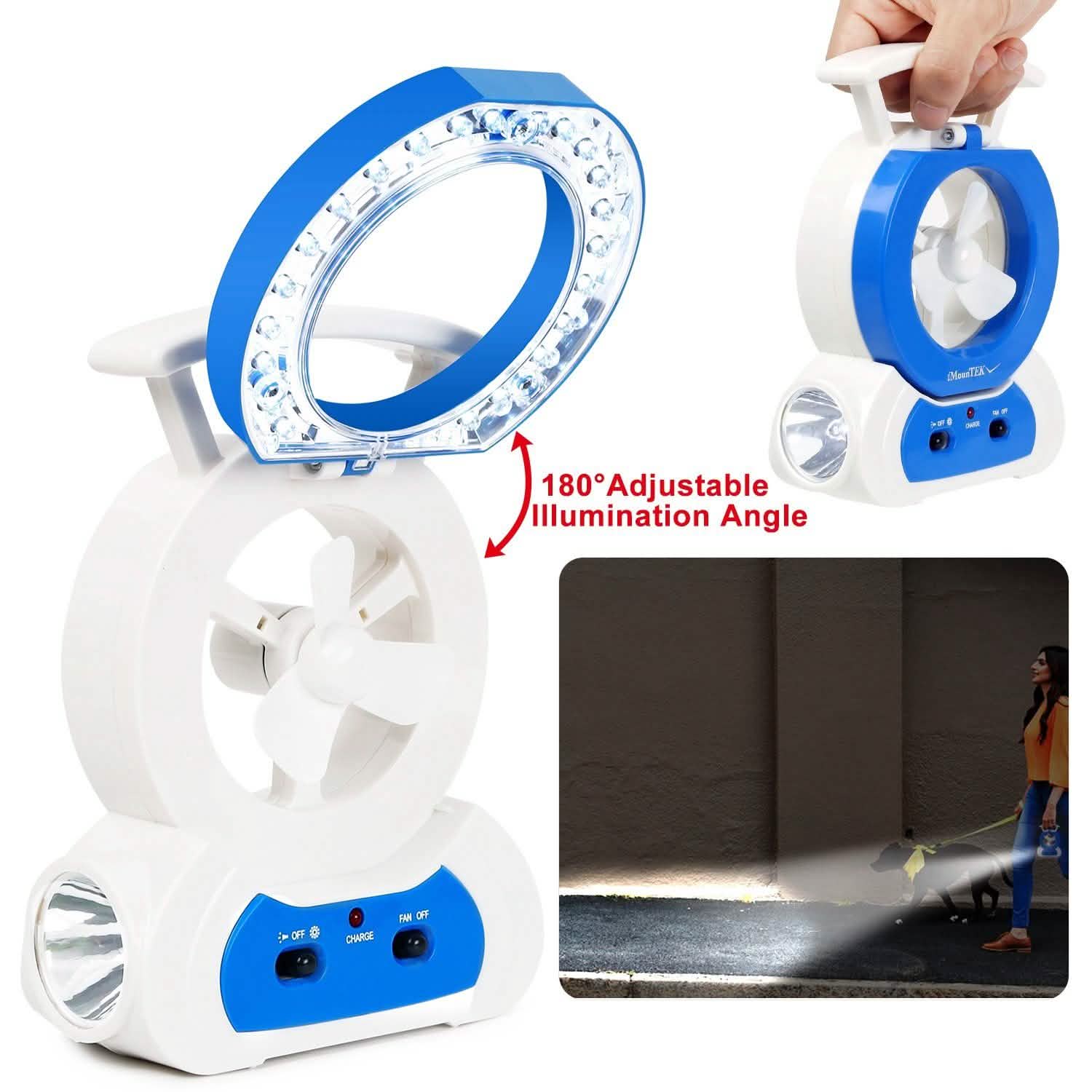 Ventilateur de bureau avec lampe LED réglable à 180 degrés
