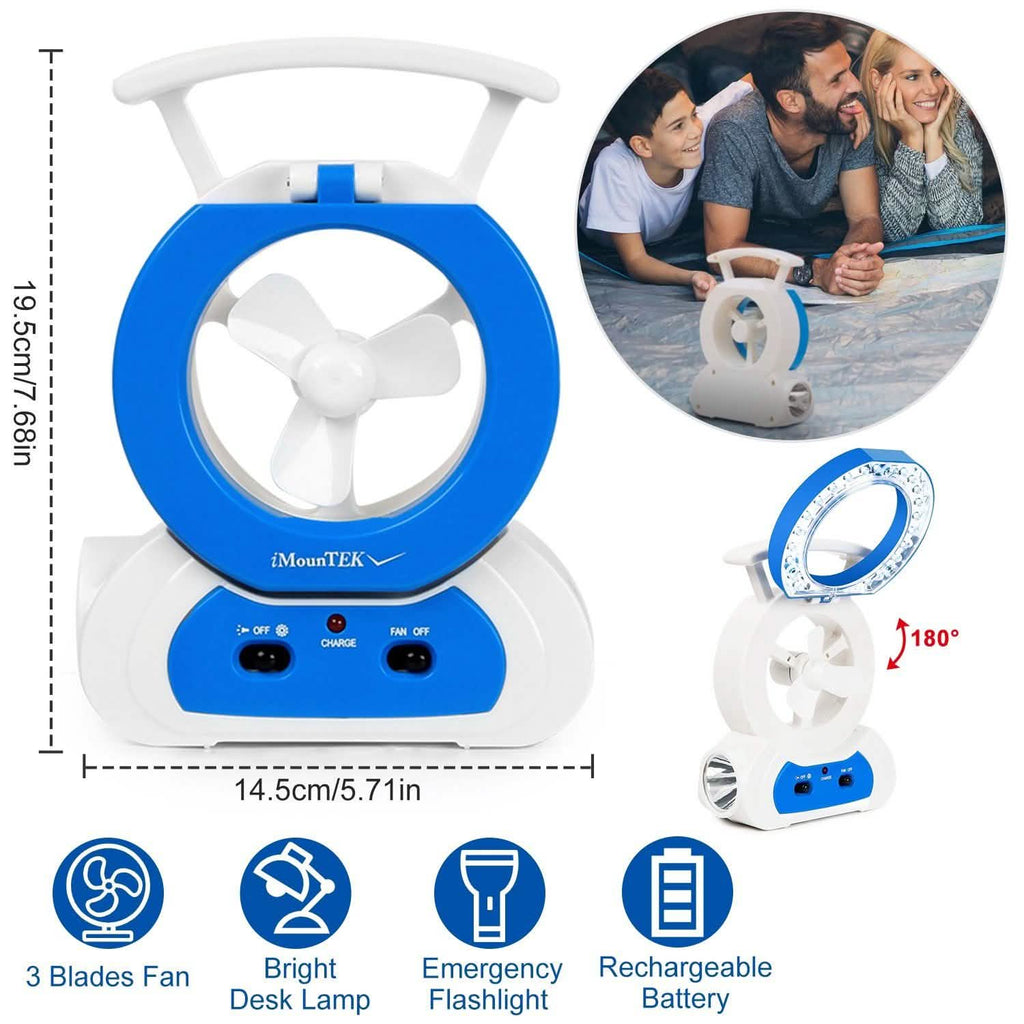 Ventilateur de bureau avec lampe LED réglable à 180 degrés